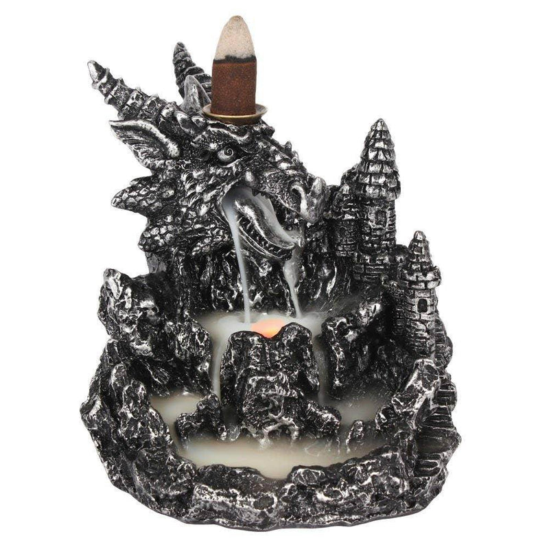 Silver Dragon Backflow Incense Burner With Light - DD Music Geek