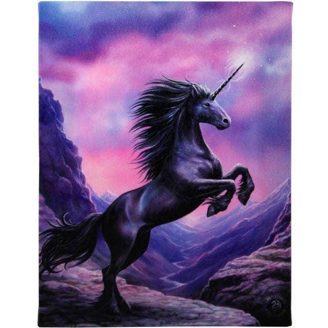 19x25cm Black Unicorn Canvas Plaque by Anne Stokes - DD Music Geek