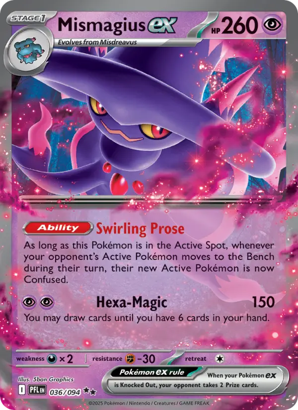 Mismagius ex - Phantasmal Flames #036 - Holo - Pokémon Card