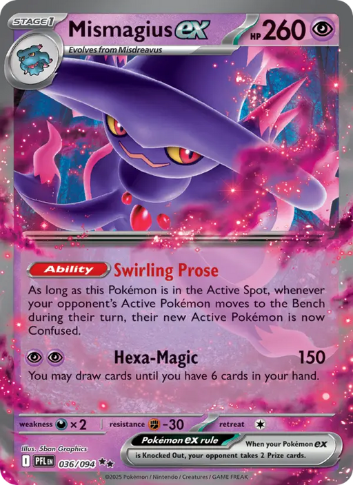 Mismagius ex - Phantasmal Flames #036 - Holo - Pokémon Card