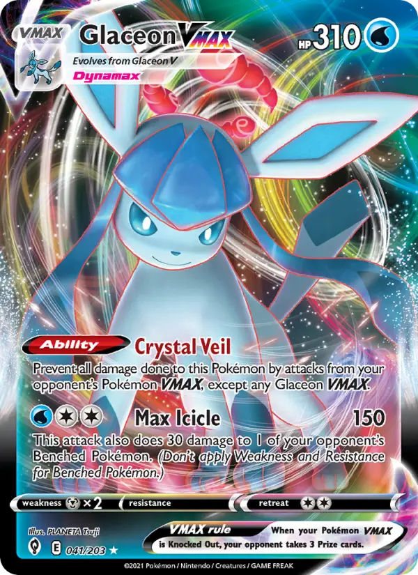 Pokémon - Glaceon VMAX - Evolving Skies #41 - Heavily Played (Spanish)