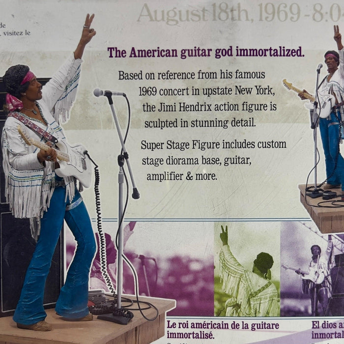 Jimi Hendrix Action Figure Aug 18 1969, Woodstock from McFarlane Toys Spawn - UNOPENED - DD Music Geek