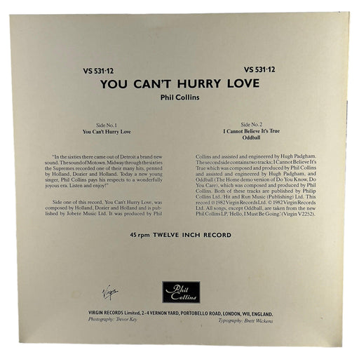 Phil Collins: You Can't Hurry Love 12" [Preowned Vinyl] VG+/VG+ - DD Music Geek