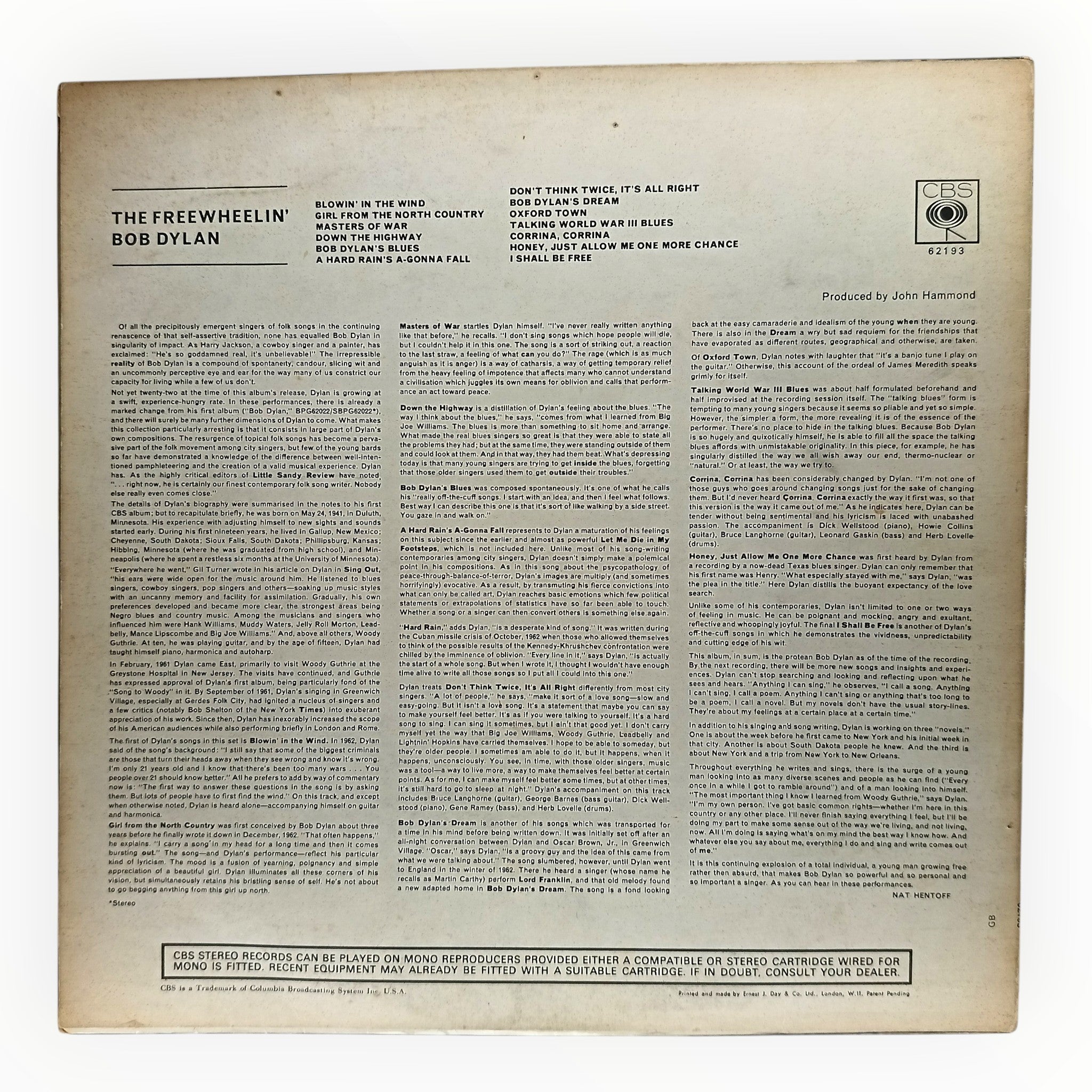 Bob Dylan - The Freewheelin' Bob Dylan | Vinyl LP | Preowned — DD