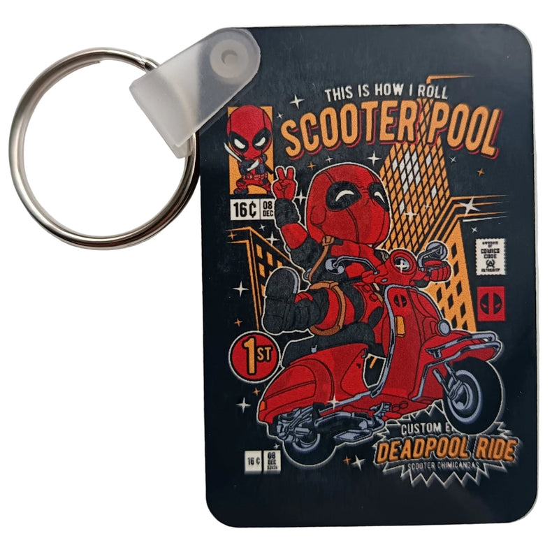 Deadpool Scooter-Pool Comic-Style Cover - Keyring - New