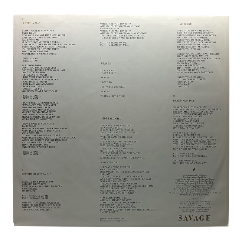 Eurythmics - Savage - Vinyl LP - Preowned