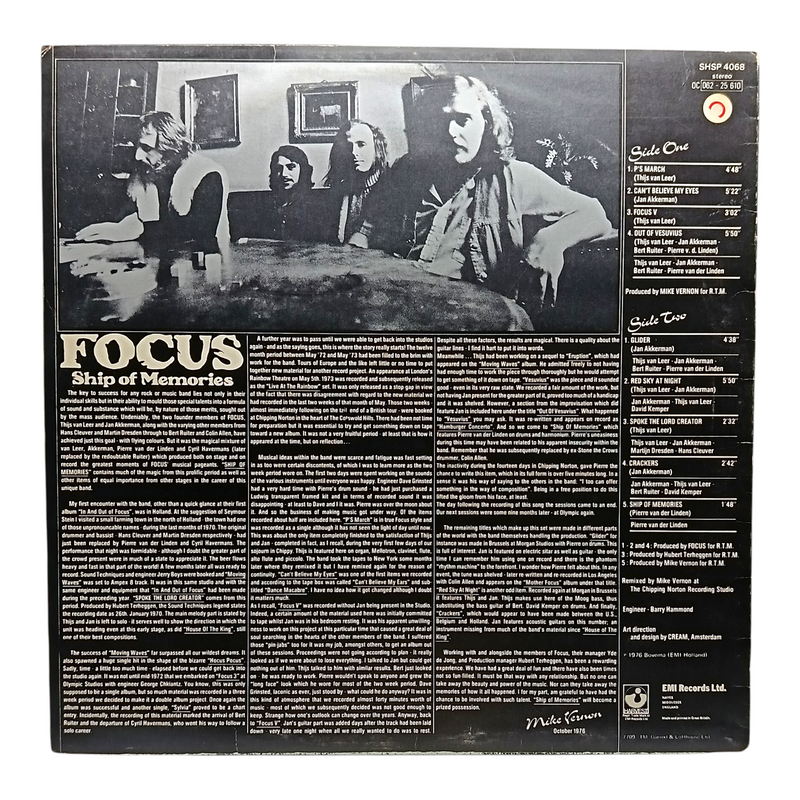 Focus - Ship Of Memories - Vinyl LP - Preowned - Back Cover