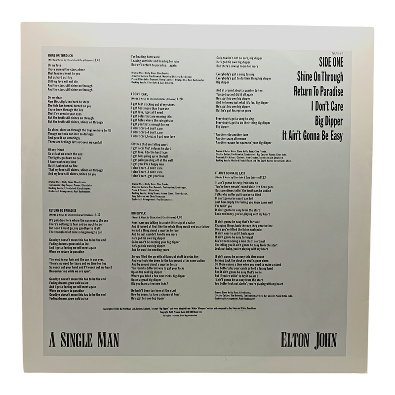 Elton John - A Single Man - Vinyl LP - Preowned - Inner Sleeve Front