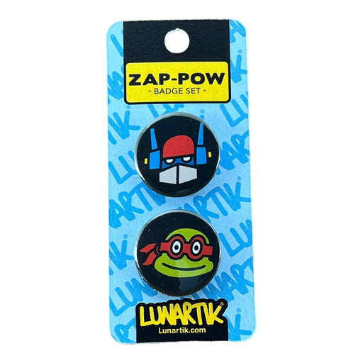 Zap-Pow Heroes Vol 1 - Twin Badge Set - DD Music Geek