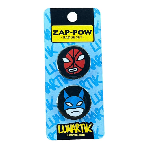 Zap-Pow Heroes Vol 2 - Twin Badge Set - DD Music Geek