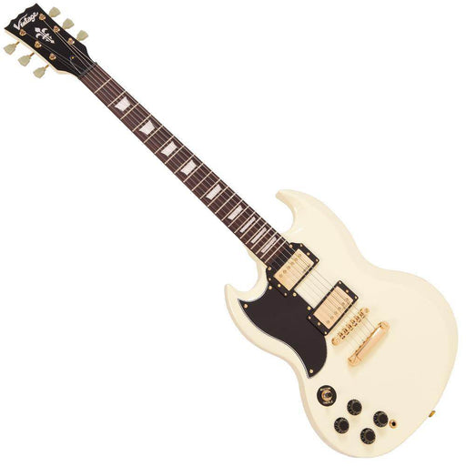 Vintage VS6 Reissued Electric Guitar ~ Left Hand Vintage White/Gold Hardware - DD Music Geek