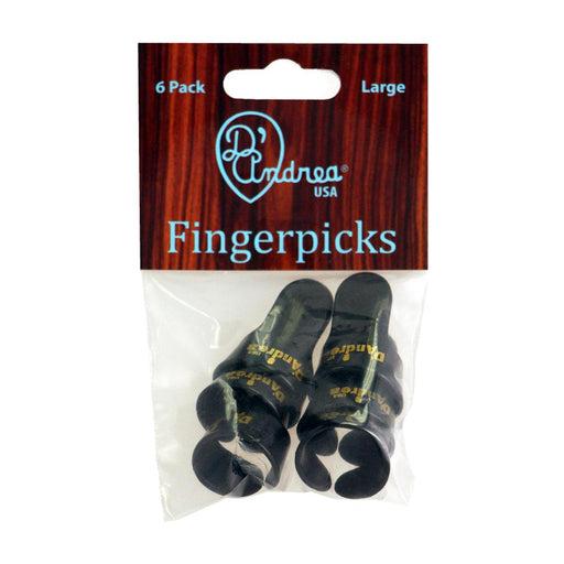D'Andrea Large Finger Pick Pack ~ Black ~ 6 Picks - DD Music Geek
