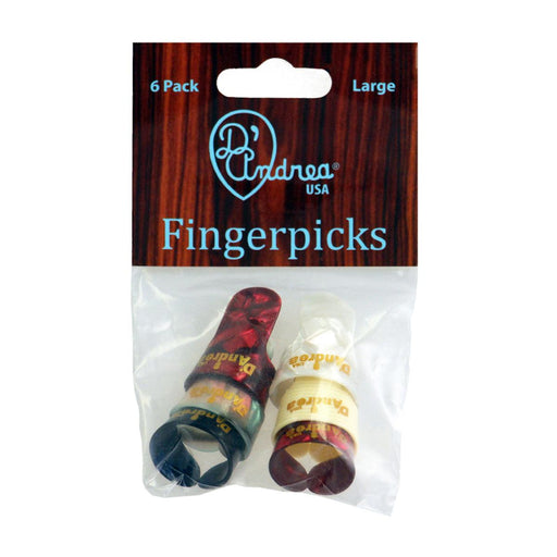 D'Andrea Large Finger Pick Pack ~ Deluxe Colours ~ 6 Picks - DD Music Geek
