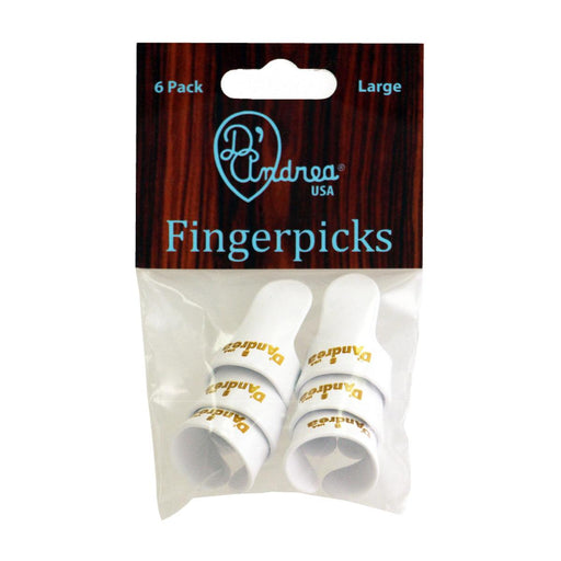 D'Andrea Large Finger Pick Pack ~ White ~ 6 Picks - DD Music Geek