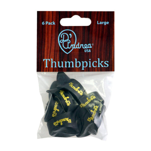 D'Andrea Large Thumb Pick Pack ~ Black ~ 6 Picks - DD Music Geek