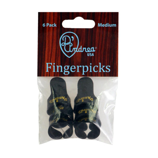 D'Andrea Medium Finger Pick Pack ~ Black ~ 6 Picks - DD Music Geek