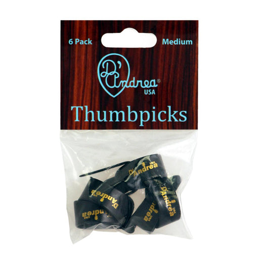 D'Andrea Medium Thumb Pick Pack ~ Black ~ 6 Picks - DD Music Geek