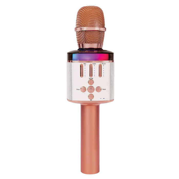 Easy Karaoke Bluetooth® Wireless Microphone with Speaker and Lights ~ Rose Gold - DD Music Geek
