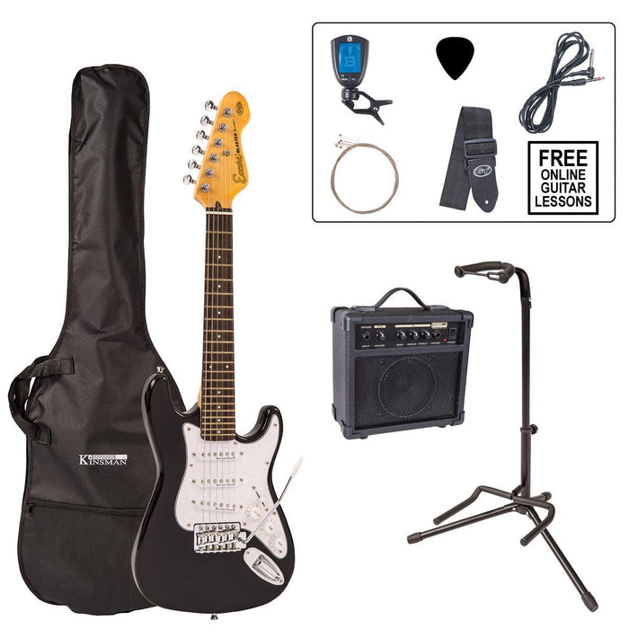 Encore 3/4 Size Electric Guitar Pack ~ Gloss Black - DD Music Geek