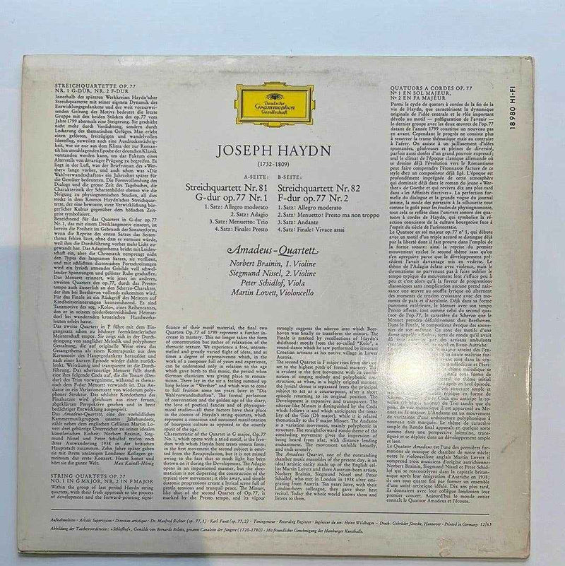 Hayden: String Quartet in G Major MONO M-/M-