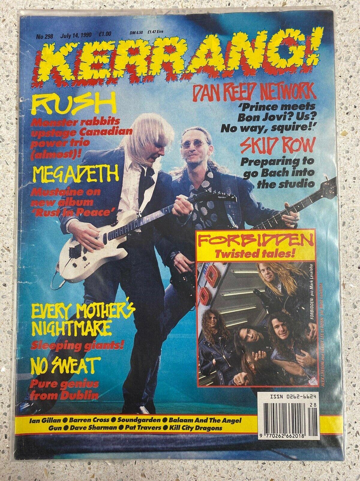 Kerrang 14 July 1990 Rush, Dan Reed, Megadeth, Forbidden Every Mothers Nightmare