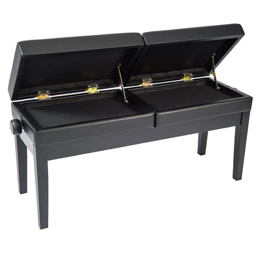Kinsman Double Adjustable Piano Bench with Storage ~ Satin Black - DD Music Geek