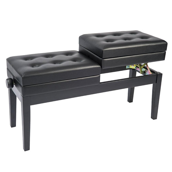 Kinsman Double Adjustable Piano Bench with Storage ~ Satin Black - DD Music Geek