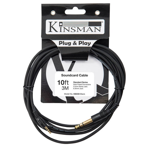 Kinsman Standard Soundcard Cable ~ 3.5mm Stereo/6.35mm Stereo ~ 10ft/3m - DD Music Geek