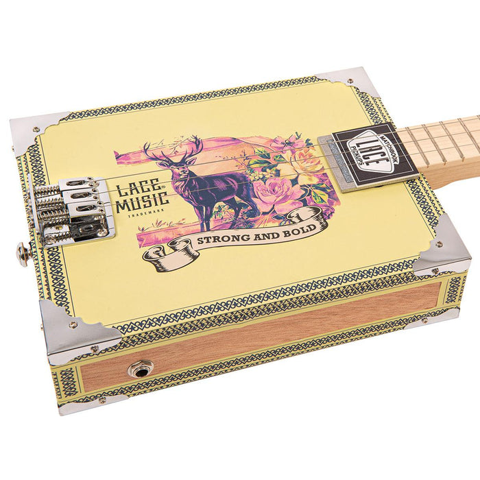 Lace Cigar Box Electric Guitar ~ 3 String ~ Deer Crossing - DD Music Geek