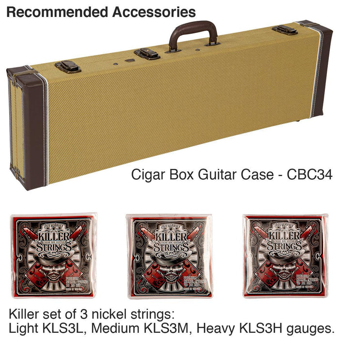 Lace Cigar Box Electric Guitar ~ 3 String ~ Gone Fishin' - DD Music Geek