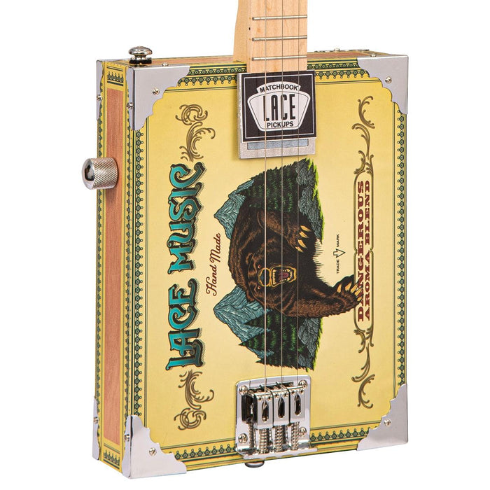 Lace Cigar Box Electric Guitar ~ 3 String ~ Grizzly Bear - DD Music Geek