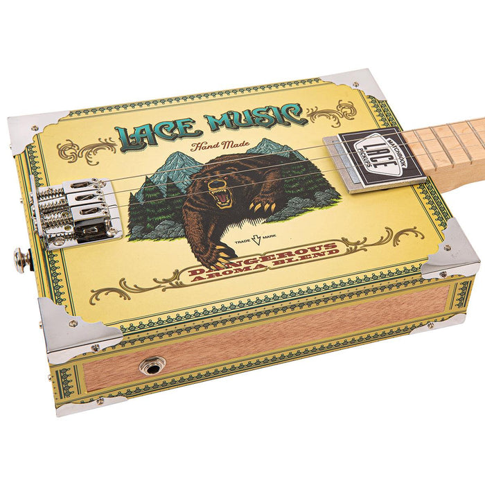 Lace Cigar Box Electric Guitar ~ 3 String ~ Grizzly Bear - DD Music Geek