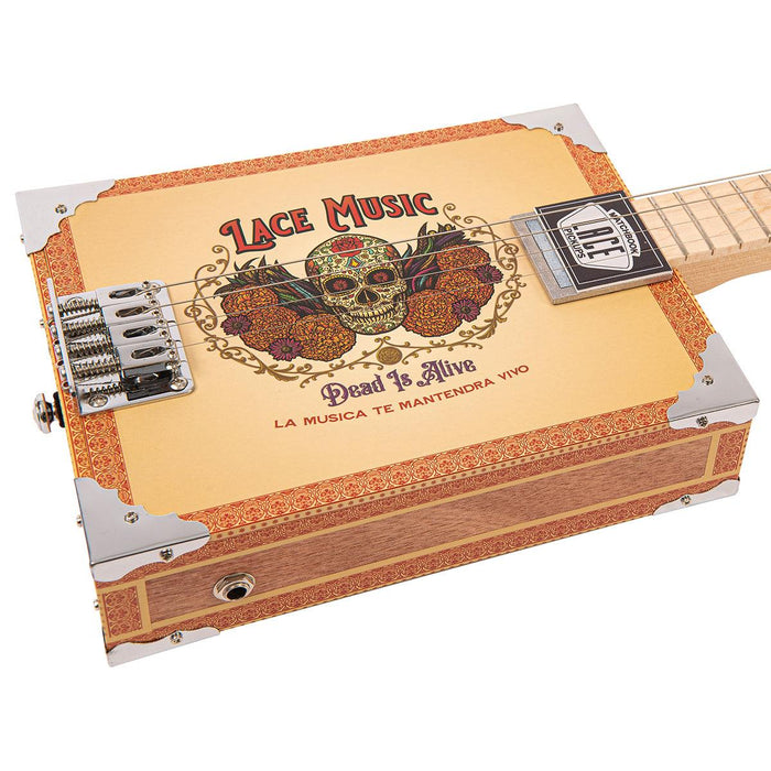 Lace Cigar Box Electric Guitar ~ 4 String ~ Dead Is Alive - DD Music Geek