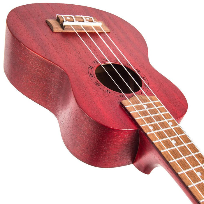 Laka Sapele Series Soprano Ukulele & Bag ~ Red - DD Music Geek