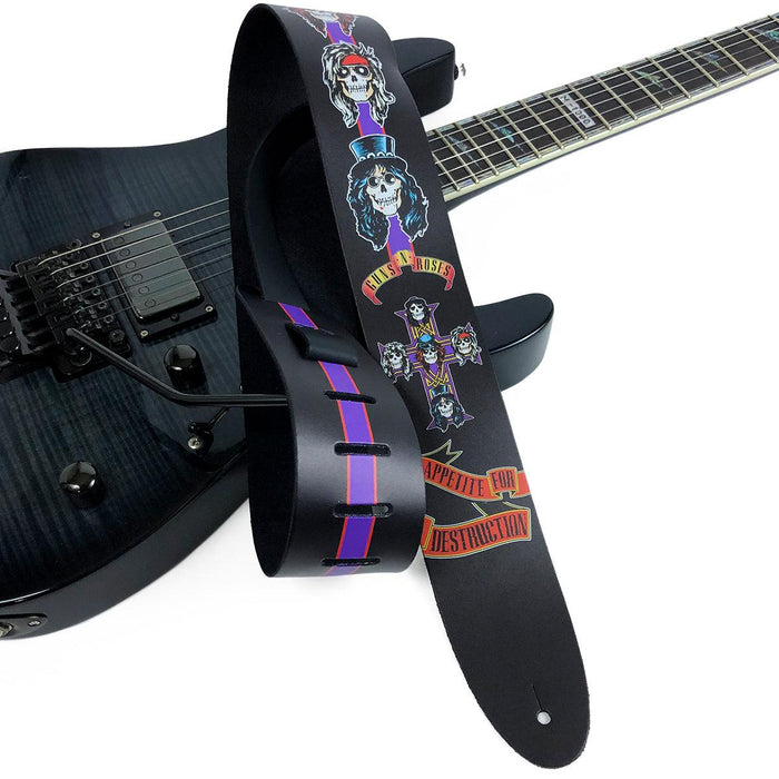 Perri's 2.5" Leather Guitar Strap ~ Guns N' Roses Appetite For Destruction - DD Music Geek