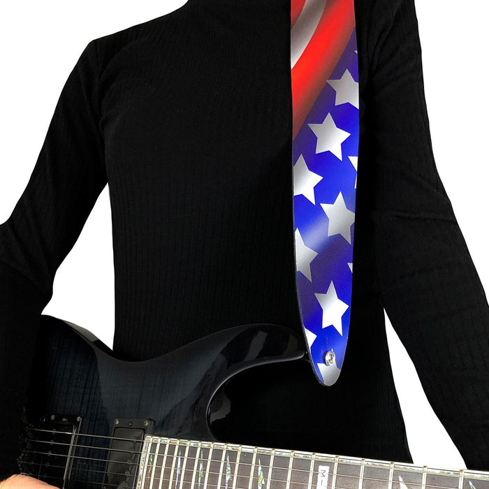 Perri's 2.5" Leather Guitar Strap ~ USA Flag - DD Music Geek