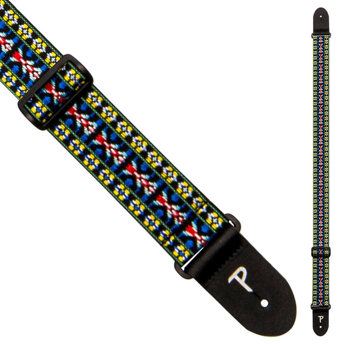 Perri's 2" Retro Hootenanny Poly Guitar Strap ~ Blue Yellow Red - DD Music Geek