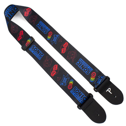 Perri's Official Sonic The Hedgehog Polyester 2" Guitar Strap ~ Black/Blue/Red - DD Music Geek