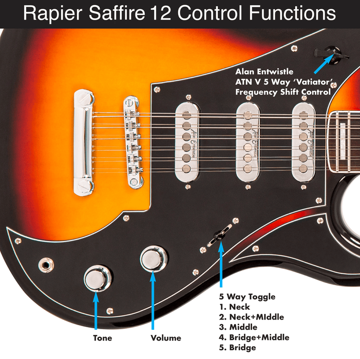 Rapier Saffire 12 String Electric Guitar ~ Sunburst - DD Music Geek