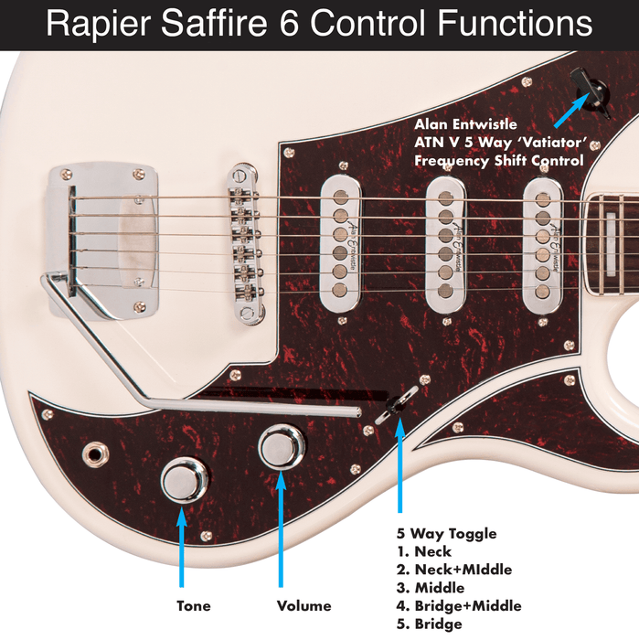 Rapier Saffire Electric Guitar ~ Vintage White - DD Music Geek