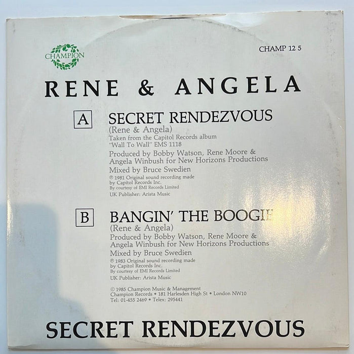 Rene & Angela: Secret Rendezvous [Preowned VINYL] VG+/VG+ - DD Music Geek