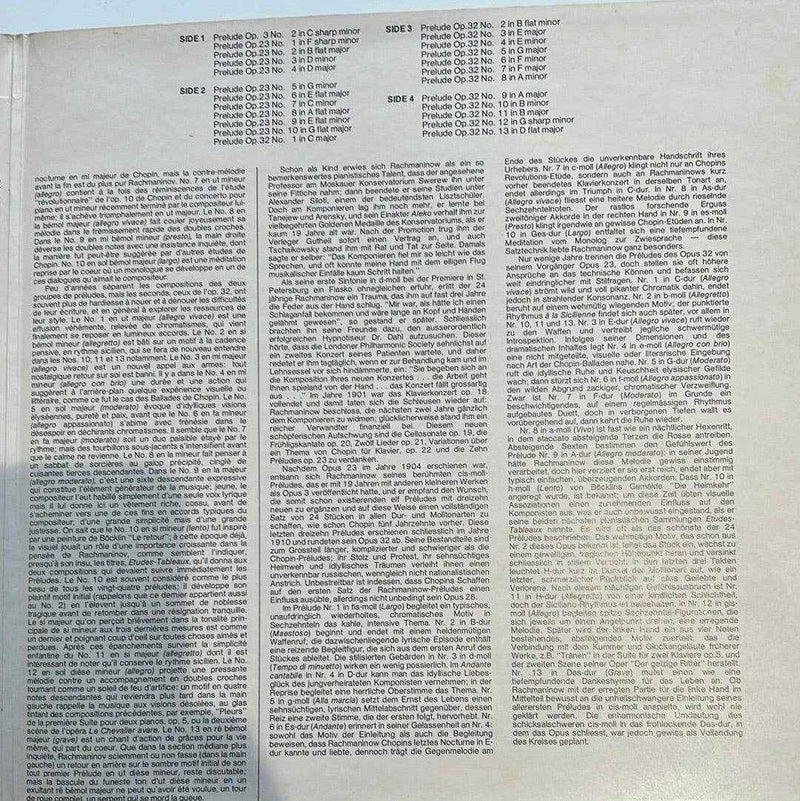 Segei Rachmaninov: 24 Preludes EX+/EX+