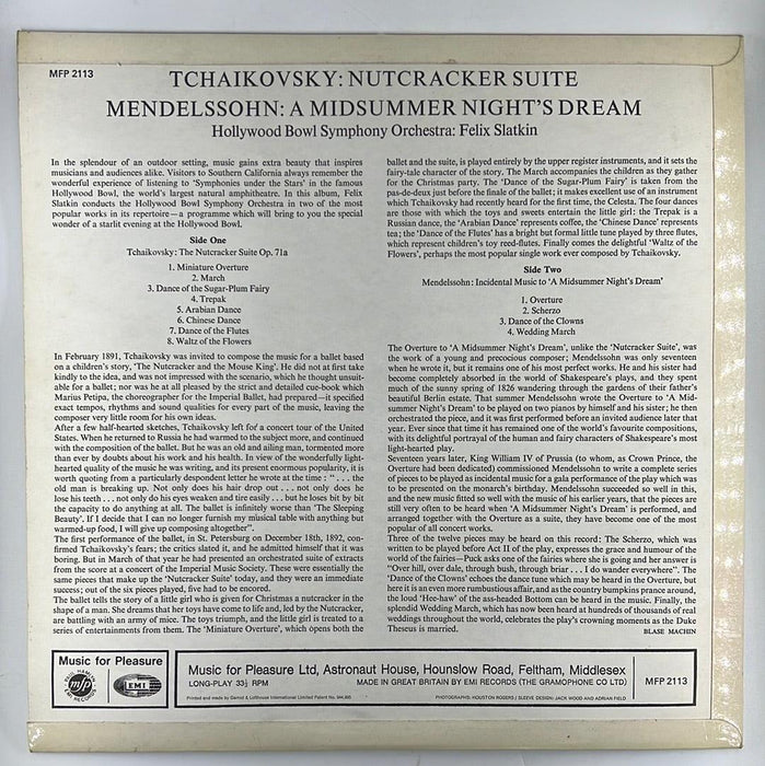 Tchaikovsky / Mendelssohn - Hollywood Bowl Symphony Orchestra, Felix Slatkin: The Nutcracker Suite / A Midsummer Night's Dream [PREOWNED VINYL] VG+/M- - DD Music Geek