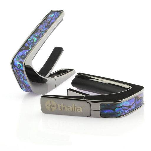 Thalia Exotic Series Shell Collection Capo ~ Black Chrome with Blue Abalone Inlay - DD Music Geek
