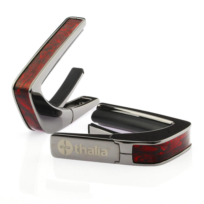 Thalia Exotic Series Shell Collection Capo ~ Black Chrome with Crimson Paua Inlay - DD Music Geek