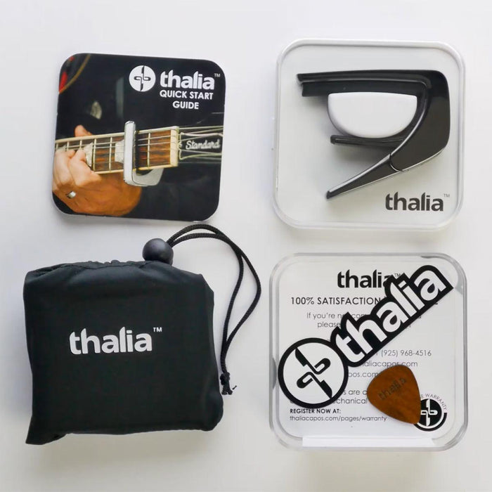Thalia Exotic Series Shell Collection Capo ~ Black Chrome with Ebony Inked Inlay - DD Music Geek