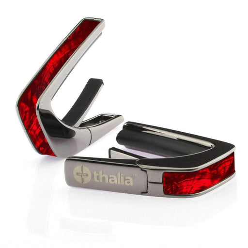 Thalia Exotic Series Shell Collection Capo ~ Black Chrome with Red Angel Wing Inlay - DD Music Geek