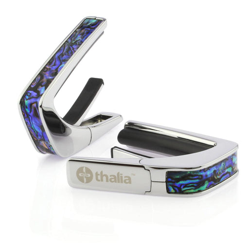 Thalia Exotic Series Shell Collection Capo ~ Chrome with Blue Abalone Inlay - DD Music Geek