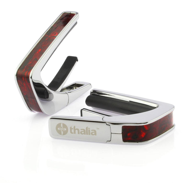 Thalia Exotic Series Shell Collection Capo ~ Chrome with Crimson Paua Inlay - DD Music Geek