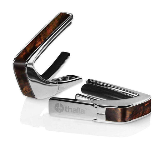 Thalia Exotic Series Shell Collection Capo ~ Chrome with Tennessee Whisky Wing Inlay - DD Music Geek
